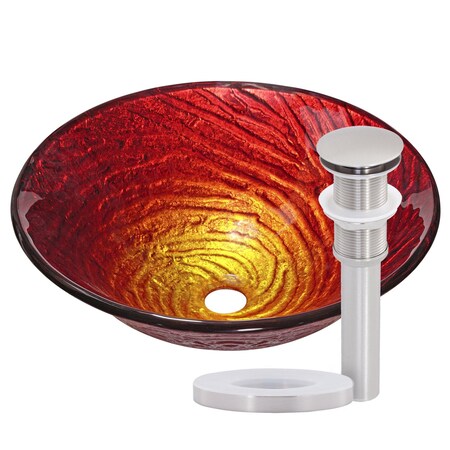 Novatto MISTO Glass Vessel Bathroom Sink Set, Brushed Nickel NOHP-G028BN